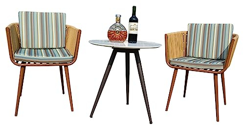 NOALED 3-teiliges Gartenmöbel-Set, Bistro-Set, mit 2 Webstühlen und Couchtisch, für Terrassenmöbel-Set im Freien mit Kissen