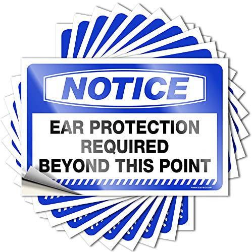 Auto-Fensteraufkleber, Warnung, Gehörschutz erforderlich über diesen Punkt, 10 Stück, Auto-Aufkleber, lustige Schilder für Männerhöhle (8 x 12 cm)