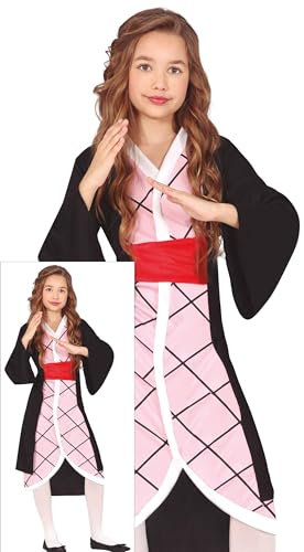 FIESTAS GUIRCA Déguisement de combattant manga rose pour filles – Guerrier anime japonais avec robe kimono – Costume pour enfants – Filles âgées de 10 à 12 ans