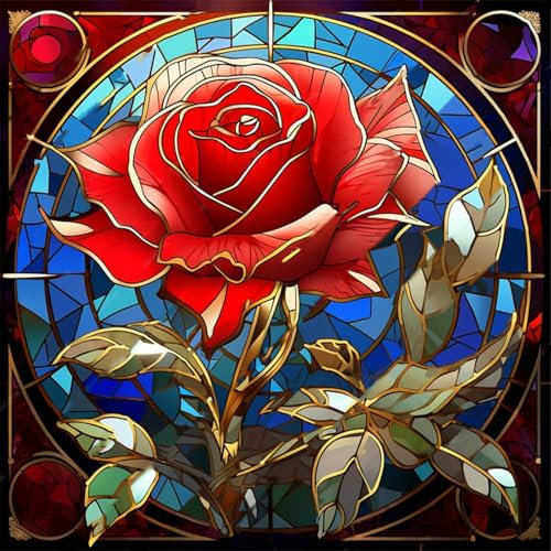 Gemartmall Rose Diamond Painting Erwachsene-Blume Diamant Painting Bilder,Blume 5d Diamond Painting Set Erwachsene Arts Craft für Home Wand Decor 30x30cm