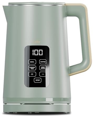 1.7L Green 3000W Rapid Boil Digital Kettle with Temperature Control, Cordless Design Variable Temperature, Quiet & Fast Boil Kettle, BPA-Free Electric Kettle with Filter, LED Display & Auto Shut-Off