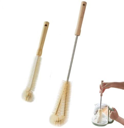 Vobumix Long Handle Bottle Brush Cups Scrubber Wooden Handle Cleaning Brush for Cups Durable Washing Brushes for Effortless Scrubbing