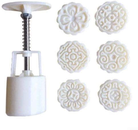 Feegow Mooncake - Stampini per biscotti a forma di fiore a pressione, per feste di metà autunno, fai da te, con 6 timbri per torte lunari