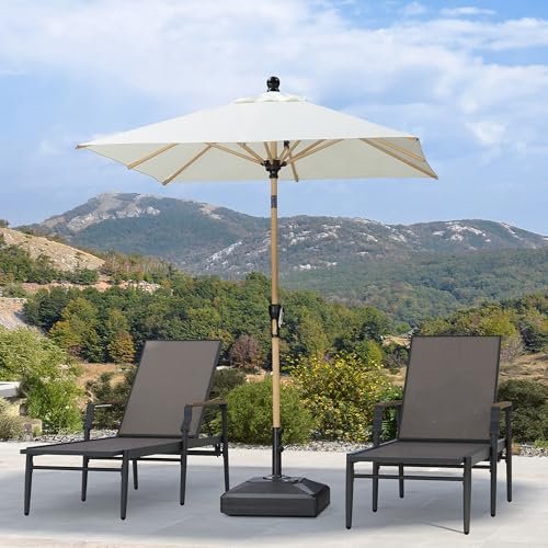 PURPLE LEAF Parasol de Jardin Extérieur Inclinable, Parasol Carré 1,8 m en Aluminium, Parasol Balcon en Teck Anti-Vent et Anti-UPF, pour Plage, Terrasse, Patio, Crème