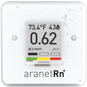 SAF Aranet Radon-Detektor für Zuhause:10 Minuten Messung, Temperatur, Relative Luftfeuchtigkeit, Druck, E-Ink-Display, 7-Jahres-Batterie, tragbar mit kostenloser App