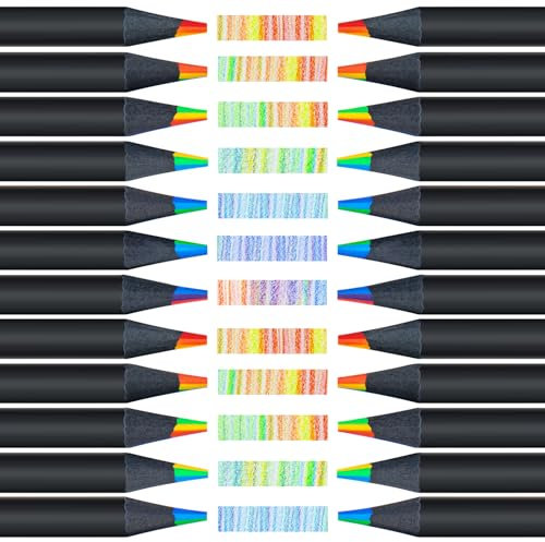 WISYOK Regenbogenstift 24PCS, 7 in 1 Regenbogenstifte für Kinder, Regenbogen Buntstift für Kindergeburtstag Geschenke, Gastgeschenke, Mehrfarbiger Buntstifte für Zeichnen, Färben, Schule