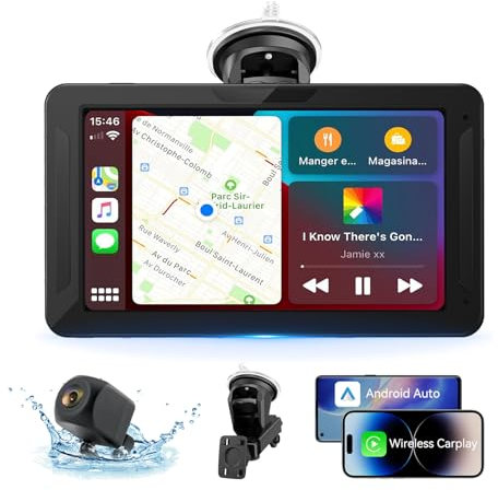 Veralady 7 Carplay Screen for Car, Android Auto Screen Car Tablet Mirror Link with 1080P Rear Camera, Car Play Screen with Bluetooth Music AUX Media Player IPS Touchscreen