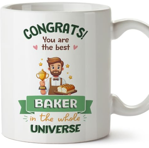 MUGFFINS Baker Man Mug - in English - Best in Universe Trophy - Funny Gift for Colleagues - Ceramic 11oz Mug