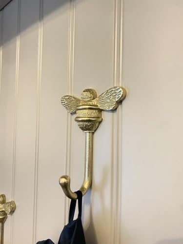 Brass bee Coat Hook | Towel Hook | Wall Mounted Wall Hooks | Hooks for Walls Door | Solid Iron Bee Hooks Brass Finsih | Clothes Hanger Rack with Bee