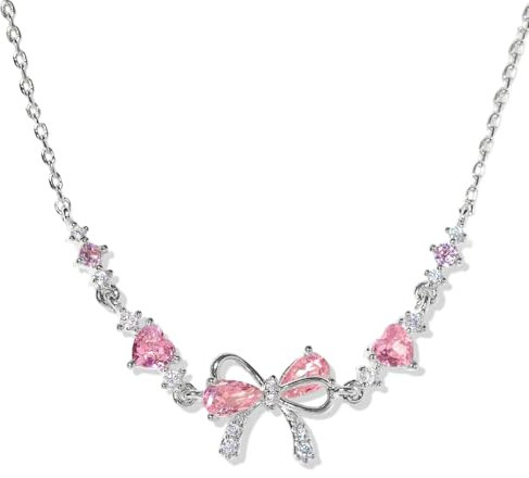 Asitanie Bow Zircon Bracelet- Friendship is Like a Bow Zirkon-Schleifenarmband Verstellbares Schleifen Armband SchleifeFreundschaftsarmbänder mit Weißem und Rosa Zirkon