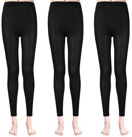 KOOOGEAR 3 Paar Ohne Fuß Schwarz Ballett Strumpfhose für Damen 80 Denier Weiche Opaque Legging Tanzstrumpfhosen 