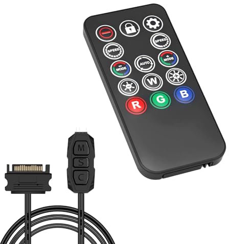 ARGB Controller Remote für ARGB Splitter,QIQIAZI SATA Power RGB Fans Controller,R-GB-Lüftern, PC Computer Fall, 5V 3-Pin 14 Key Remote Control Switch-RGB-Fan Hub