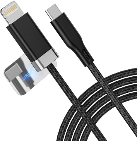 Magtame StayCable Cable USB C a Lightning con soporte de cable magnético de 1 m / 3,3 pies, carga rápida, trenzado y sincronización de datos para i-Phone 12, 13, 14 Home Car Desk Cable Management