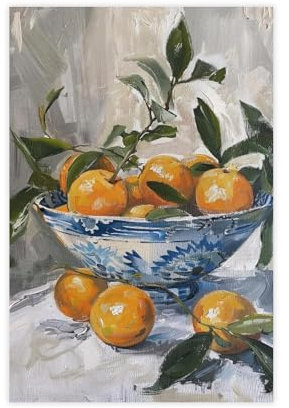 Poster de peinture à l'huile vintage orange – Impression à l'huile – Décoration murale moderne pour chambre à coucher, bureau – Décoration murale esthétique (8)