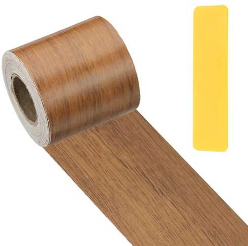 PATIKIL Wood Grain Repair Tape 5cm x 33ft, Self Adhesive Realistic Textured Repair Patch Peel and Stick Tape with Scraper for Floor Door Window Furniture Table Dark Brown Wood