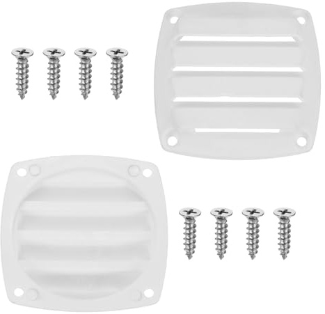 sourcing map 2 fundas de ventilación de barco, 3.35 x 3.35 pulgadas, rejillas de ventilación de plástico pequeñas para caravanas, furgonetas, yates, hogar, color blanco