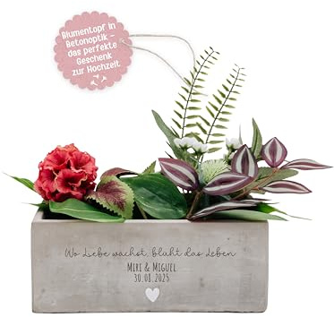 wunderwunsch Geschenk Hochzeit Pflanztopf, personalisierter Blumentopf Spruch