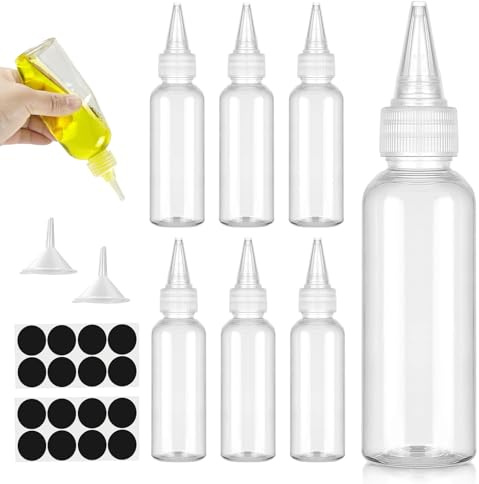 YIMETOP 7 Stück 150ml Quetschflaschen Kunststoff, Klein Squeeze Flaschen, Spritzflaschen mit Trichtern Etiketten für Flüssigkeiten, öl, Sauce, Pigment-Aufbewahrungsflaschen, Dressingshaker
