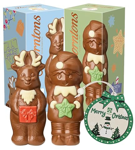 Christmas Chocolate Bulk for Stocking Fillers - Cheeky Reindeer & Elf Milk Chocolate 90g Models with Topline Tree Ornament. Great Christmas Gifts for Kids or Secret Santa Gifts (1 Count)