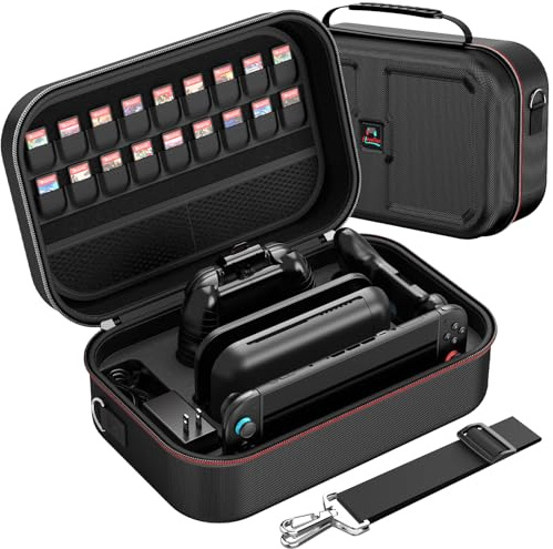 HEYSTOP [8 Stück] Tasche für Nintendo Switch 2 Harte Tragetasche Schutzhülle für Reisen mit Großem Stauraum und 18 Kartenfächern für Nintendo Switch 2 Konsole und Zubehör