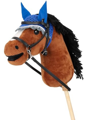 QHP Hobby Horse Ohrenhaube - Fliegenhaube für Steckenpferd - Kobaltblau