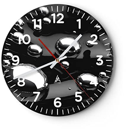 Modern Wanduhr Chrom Metall Reflexion 40x40cm Rund Groß Wand Uhr Glas Analog Zimmeruhren Küche Büro Wohnzimmer Glasuhr Wall Clock Dekoration Design Wanddekoration Küchenuhr C4AR40x40-2525