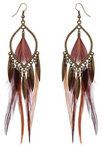 YAZILIND Angelhaken Ohrringe übertrieben Hohlform Anhänger Feder Boho Schmuck für Frauen
