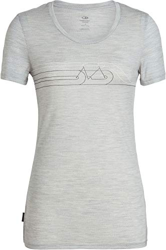 Icebreaker Damen T-Shirt WMNS Tech Lite SS Low Crewe Cadence Pulse, Blizzard Hthr, S, 104602001S