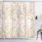ABAKUHAUS Marmor Duschvorhang, Rosa Pfirsich-Farben Risse, Stoffliches Gewebe Badezimmerdekorationsset mit Haken, 175 x 240 cm, Beige