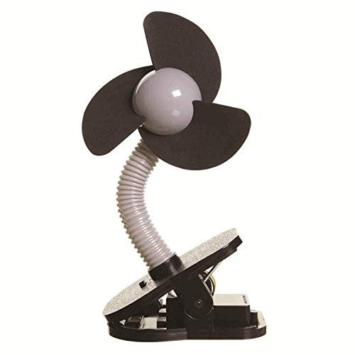 Dreambaby Stroller Fan Soft Plastic Fins and Free Standing Adjustable Clip | Foldable and Portable Strollerbuddy Fan with Flexible Neck - Black