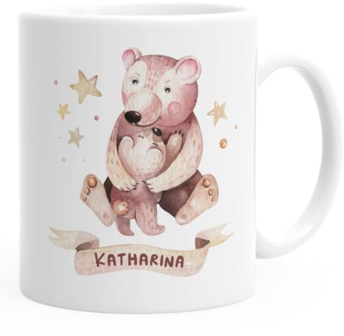 SpecialMe® Namenstasse personalisierte Kaffee-Tasse mit Namen Bären Motiv persönliche Geschenke Weiss Keramik-Tasse