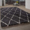 Paco Home Hochflor Teppich Wohnzimmer Shaggy Skandi Rauten Muster Kuscheliger Langflor, Grösse:80x150 cm, Farbe:Anthrazit