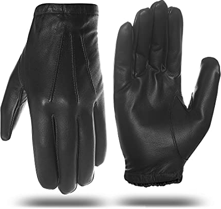 Harssidanzar Herren Dünne ungefütterte Lederpolizeihandschuhe GM031EU,Schwarz,Größe M