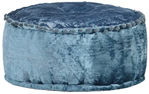 vidaXL Pouf Sitzpouf Sitzpuff Puff Sitzhocker Bodenkissen Hocker Sitzkissen Fußhocker Ottomane Schemel Deko Rund Samt 40x20cm Blau