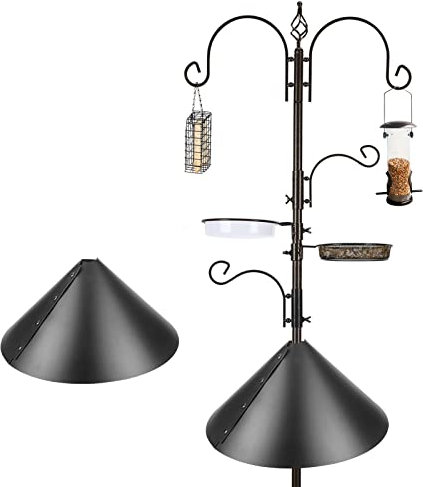 MIXXIDEA Deluxe Bird Feeding Station Kit - Wild Bird Feeder Hanging Kit with Suet Cage, Squirrel Guard Baffle, Multi Feeder Hanging, Planter Hanger, Bird Feeder Pole, Attracts Wild Birds