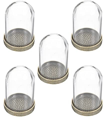 Milisten 5 Sets of Clear Glass Dome Cloche with Rustic Brass Base Miniature Glass Cover DIY Terrarium Container Cloche Bell Jar Display Dome Fairy Light Cover Craft Supplies