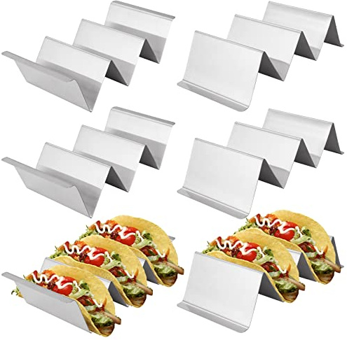 GOYADA 6 Pcs Stainless Steel Taco Holder, Wave Taco Holder Stand Safe for Dishwasher and Oven, Taco Rack Trays for Home Mexican Restaurant Kitchen Cafe Taqueria