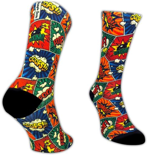 Jungle Socks Lustige Bunte Lange Sportsocken für Männer und Frauen für CrossFit, Radfahren, Straße, Wandern, Laufen, Fitnessstudio - Lange Radsocken, MTB, Radsocken, Rennrad. EU 43-46