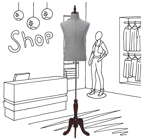 LXLIGHTS Schneiderpuppen Männlich Torso, Halbe Skala Mannequin Körper Kleiderordnung Mit Einstellbar Hölzern Stativbasis Stand für Einzelhandelsbekleidungs-Schaufenster Schnuller Schaufensterpuppe, 2