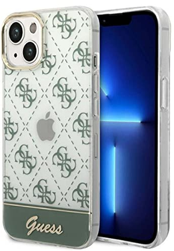 Guess 4G Pattern Script Collection Hardcase Hülle Cover für Apple iPhone 14 Khaki