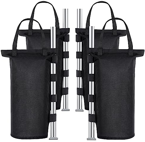 Mrrihand 4 Stück Sandsäcke zum Befüllen, Pavillon Gewichte 1680D Oxford Sandsäcke zum Beschweren, Sandsack Beschwerung mit Langen Gürtel für Pop-Up Flatpavillon Zelt Sonnenschirm, Schwarz, (YS-045)