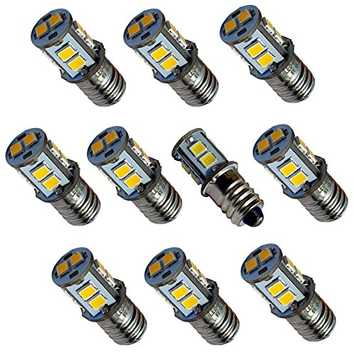 E10 LED 6V 10SMD Lampe Birne Schraubsockel Weihnachtsstern Leuchtstern Faltstern Adventstern (kaltweiß, 10 Stück)