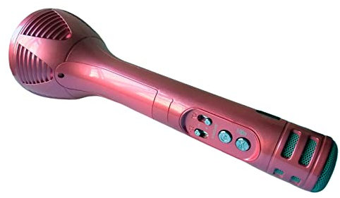 RevolutionLine - Micrófono inalámbrico portátil Bluetooth con Altavoz Hi-Fi | Carga USB, Bluetooth y admite Tarjeta TF | Función de distorsionador de Voz | Grabe Sus composiciones | Color Rosa