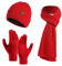 Mutze Schal Set Damen Rot, Winter Beanie Hut, Schal, Touchscreen Handschuhe 3 in 1 Warmes Zubehör Kit, Weiches Fleece Innenfutter Tolles Warm, Stretchy Strick Beanie Cap, Elastischer Nackenwärmer