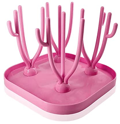 KEEPAQ Drying Rack Baby Bottles, Drying Rack for Baby Bottles with Removable Drip Tray, BPA-Free Baby Bottles Accessories for Drying Baby Bottle Teats, Cups and Other Accessories (Pink)