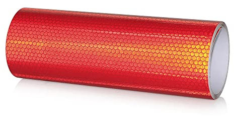 NewL Auto Reflektierendes Klebeband, Sicherheitswarnung, Auto-Dekoration, Aufkleber, Kristallwabenrand, Reflektor, Schutzstreifen, Folie für Auto, Motorrad, Aufkleber (rot, 20cm x 300cm)