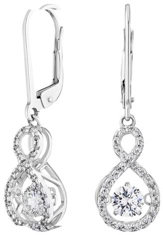 JC Jeweller Carat Damen Ohrringe Silber 925 Tanzendes Zirkon Dance - Tanzenden Steine Hängende Ohrringe für Frauen Geschenke