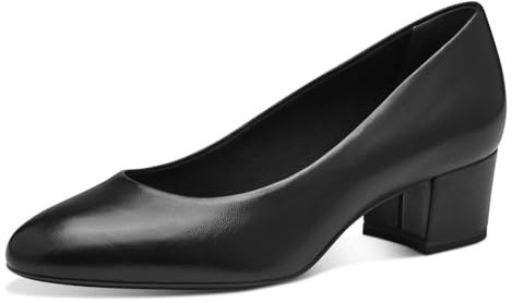 Tamaris Damen Pumps Leder Blockabsatz; Black Leather/schwarz; 36 EU