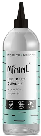 Miniml Eco Toilet Cleaner Spearmint & Peppermint 1L - All Natural Limescale Remover, Descaler and Heavy Duty Refill Rim & Bowl Cleaning Liquid Antibacterial Bleach - 100% Vegan & Cruelty Free