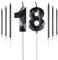 Black 18th Birthday Candles Set, Number 18 Candle with Black Gold Long Candles, Birthday Candles for Cake, Birthday Candle, Cake Candles Cake Topper Decorations for Birthday Party Wedding Anniversary